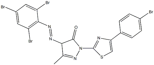 2-[4-(4-bromophenyl)-1,3-thiazol-2-yl]-5-methyl-4-[(2,4,6-tribromophenyl)diazenyl]-2,4-dihydro-3H-pyrazol-3-one Struktur