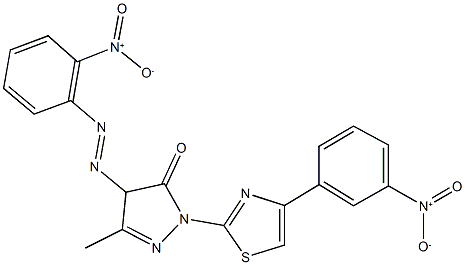 4-({2-nitrophenyl}diazenyl)-2-(4-{3-nitrophenyl}-1,3-thiazol-2-yl)-5-methyl-2,4-dihydro-3H-pyrazol-3-one Struktur