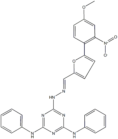 5-{2-nitro-4-methoxyphenyl}-2-furaldehyde (4,6-dianilino-1,3,5-triazin-2-yl)hydrazone Struktur