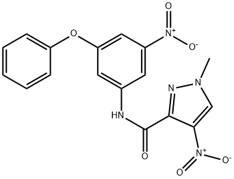 4-nitro-N-{3-nitro-5-phenoxyphenyl}-1-methyl-1H-pyrazole-3-carboxamide Struktur