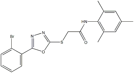 2-{[5-(2-bromophenyl)-1,3,4-oxadiazol-2-yl]sulfanyl}-N-mesitylacetamide Struktur