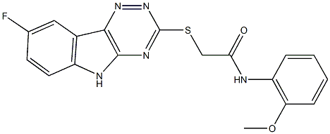 2-[(8-fluoro-5H-[1,2,4]triazino[5,6-b]indol-3-yl)sulfanyl]-N-(2-methoxyphenyl)acetamide Struktur