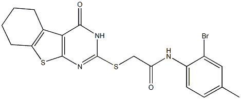 N-(2-bromo-4-methylphenyl)-2-[(4-oxo-3,4,5,6,7,8-hexahydro[1]benzothieno[2,3-d]pyrimidin-2-yl)sulfanyl]acetamide Struktur