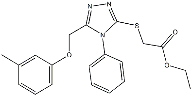 ethyl ({5-[(3-methylphenoxy)methyl]-4-phenyl-4H-1,2,4-triazol-3-yl}sulfanyl)acetate Struktur