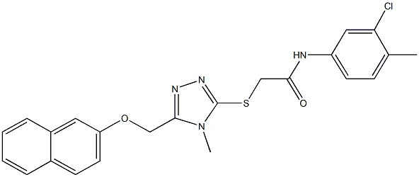 N-(3-chloro-4-methylphenyl)-2-({4-methyl-5-[(2-naphthyloxy)methyl]-4H-1,2,4-triazol-3-yl}sulfanyl)acetamide Struktur