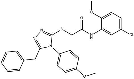 2-{[5-benzyl-4-(4-methoxyphenyl)-4H-1,2,4-triazol-3-yl]sulfanyl}-N-(5-chloro-2-methoxyphenyl)acetamide Struktur