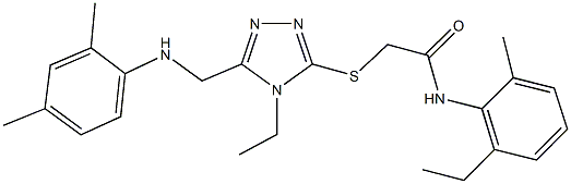 2-({5-[(2,4-dimethylanilino)methyl]-4-ethyl-4H-1,2,4-triazol-3-yl}sulfanyl)-N-(2-ethyl-6-methylphenyl)acetamide Struktur