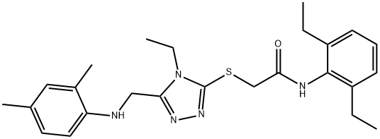 N-(2,6-diethylphenyl)-2-({5-[(2,4-dimethylanilino)methyl]-4-ethyl-4H-1,2,4-triazol-3-yl}sulfanyl)acetamide Struktur