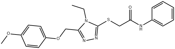 2-({4-ethyl-5-[(4-methoxyphenoxy)methyl]-4H-1,2,4-triazol-3-yl}sulfanyl)-N-phenylacetamide Struktur