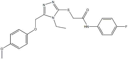 2-({4-ethyl-5-[(4-methoxyphenoxy)methyl]-4H-1,2,4-triazol-3-yl}sulfanyl)-N-(4-fluorophenyl)acetamide Struktur