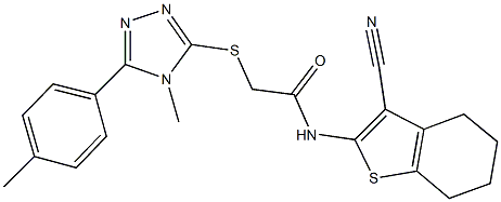 N-(3-cyano-4,5,6,7-tetrahydro-1-benzothien-2-yl)-2-{[4-methyl-5-(4-methylphenyl)-4H-1,2,4-triazol-3-yl]sulfanyl}acetamide Struktur