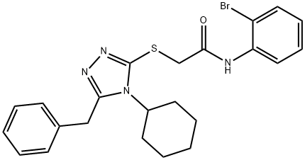 2-[(5-benzyl-4-cyclohexyl-4H-1,2,4-triazol-3-yl)sulfanyl]-N-(2-bromophenyl)acetamide Struktur