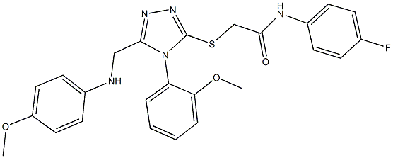 N-(4-fluorophenyl)-2-{[5-[(4-methoxyanilino)methyl]-4-(2-methoxyphenyl)-4H-1,2,4-triazol-3-yl]sulfanyl}acetamide Struktur