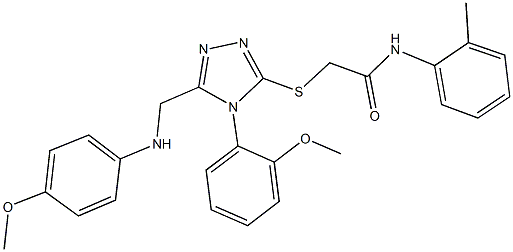 2-{[5-[(4-methoxyanilino)methyl]-4-(2-methoxyphenyl)-4H-1,2,4-triazol-3-yl]sulfanyl}-N-(2-methylphenyl)acetamide Struktur