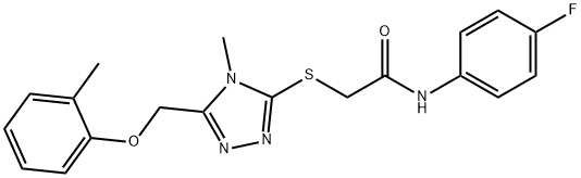 N-(4-fluorophenyl)-2-({4-methyl-5-[(2-methylphenoxy)methyl]-4H-1,2,4-triazol-3-yl}sulfanyl)acetamide Struktur