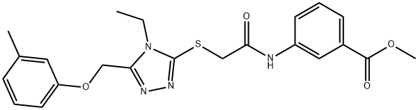 methyl3-{[({4-ethyl-5-[(3-methylphenoxy)methyl]-4H-1,2,4-triazol-3-yl}thio)acetyl]amino}benzoate Struktur