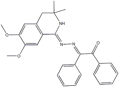 1,2-diphenyl-1,2-ethanedione 1-[(6,7-dimethoxy-3,3-dimethyl-3,4-dihydro-1(2H)-isoquinolinylidene)hydrazone] Struktur