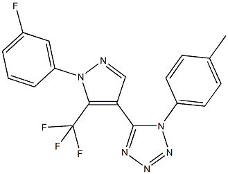 5-[1-(3-fluorophenyl)-5-(trifluoromethyl)-1H-pyrazol-4-yl]-1-(4-methylphenyl)-1H-tetraazole Struktur