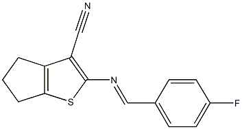 2-[(4-fluorobenzylidene)amino]-5,6-dihydro-4H-cyclopenta[b]thiophene-3-carbonitrile Struktur