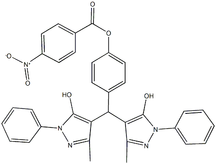 4-[bis(5-hydroxy-3-methyl-1-phenyl-1H-pyrazol-4-yl)methyl]phenyl 4-nitrobenzoate Struktur