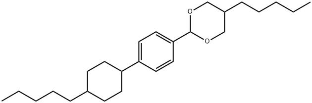 5-pentyl-2-[4-(4-pentylcyclohexyl)phenyl]-1,3-dioxane Struktur