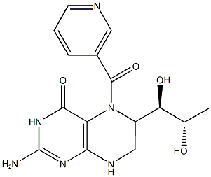 2-amino-6-(1,2-dihydroxypropyl)-5-(3-pyridinylcarbonyl)-5,6,7,8-tetrahydro-4(3H)-pteridinone Struktur