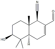 2-formyl-6-hydroxy-5,5,8a-trimethyl-1,4,4a,5,6,7,8,8a-octahydro-1-naphthalenecarbonitrile Struktur