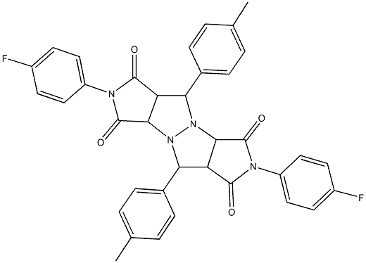 2,7-bis(4-fluorophenyl)-5,10-bis(4-methylphenyl)tetrahydropyrrolo[3,4-c]pyrrolo[3',4':4,5]pyrazolo[1,2-a]pyrazole-1,3,6,8(2H,3aH,5H,7H)-tetrone Struktur