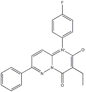 3-ethyl-1-(4-fluorophenyl)-4-oxo-7-phenyl-4H-pyrimido[1,2-b]pyridazin-1-ium-2-olate Struktur