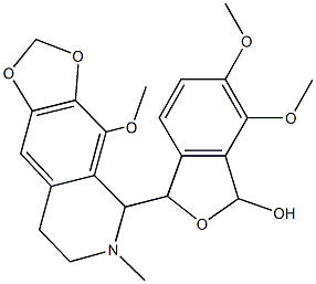 6,7-dimethoxy-3-(4-methoxy-6-methyl-5,6,7,8-tetrahydro[1,3]dioxolo[4,5-g]isoquinolin-5-yl)-1,3-dihydro-2-benzofuran-1-ol Struktur