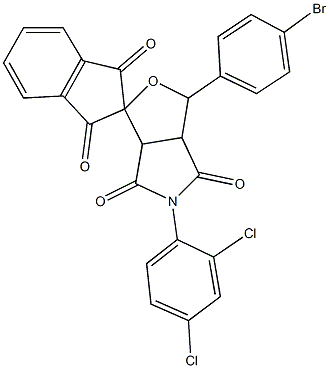 1-(4-bromophenyl)-5-(2,4-dichlorophenyl)-3a,6a-dihydrosprio[1H-furo[3,4-c]pyrrole-3,2'-(1'H)-indene]-1',3',4,6(2'H,3H,5H)-tetrone Struktur