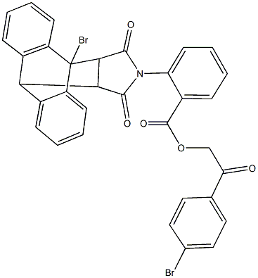 2-(4-bromophenyl)-2-oxoethyl 2-(1-bromo-16,18-dioxo-17-azapentacyclo[6.6.5.0~2,7~.0~9,14~.0~15,19~]nonadeca-2,4,6,9,11,13-hexaen-17-yl)benzoate Struktur