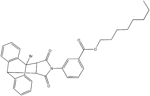 octyl 3-(1-bromo-16,18-dioxo-17-azapentacyclo[6.6.5.0~2,7~.0~9,14~.0~15,19~]nonadeca-2,4,6,9,11,13-hexaen-17-yl)benzoate Struktur