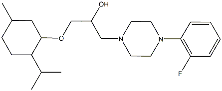 1-[4-(2-fluorophenyl)-1-piperazinyl]-3-[(2-isopropyl-5-methylcyclohexyl)oxy]-2-propanol Struktur