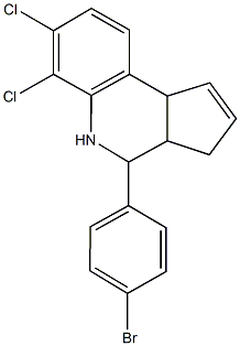 4-(4-bromophenyl)-6,7-dichloro-3a,4,5,9b-tetrahydro-3H-cyclopenta[c]quinoline Struktur