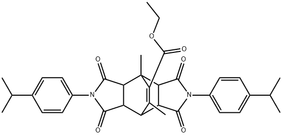 ethyl 4,10-bis(4-isopropylphenyl)-1,14-dimethyl-3,5,9,11-tetraoxo-4,10-diazatetracyclo[5.5.2.0~2,6~.0~8,12~]tetradec-13-ene-13-carboxylate Struktur