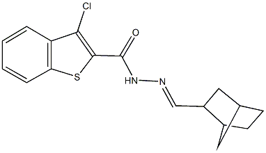 N'-(bicyclo[2.2.1]hept-2-ylmethylene)-3-chloro-1-benzothiophene-2-carbohydrazide Struktur