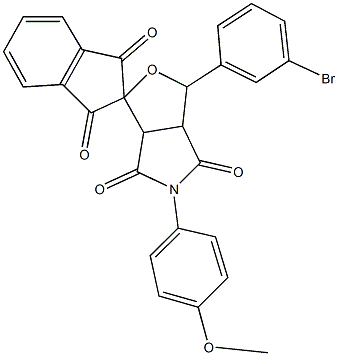 1-(3-bromophenyl)-5-(4-methoxyphenyl)-3a,6a-dihydrosprio[1H-furo[3,4-c]pyrrole-3,2'-(1'H)-indene]-1',3',4,6(2'H,3H,5H)-tetrone Struktur