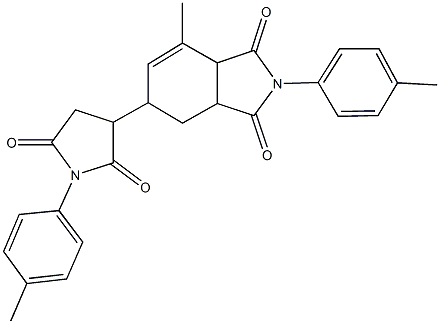 7-methyl-2-(4-methylphenyl)-5-[1-(4-methylphenyl)-2,5-dioxo-3-pyrrolidinyl]-3a,4,5,7a-tetrahydro-1H-isoindole-1,3(2H)-dione Struktur