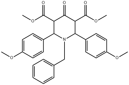 dimethyl 1-benzyl-2,6-bis(4-methoxyphenyl)-4-oxo-3,5-piperidinedicarboxylate Struktur