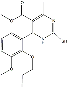 methyl 6-(3-methoxy-2-propoxyphenyl)-4-methyl-2-sulfanyl-1,6-dihydropyrimidine-5-carboxylate Struktur