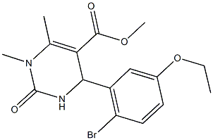 methyl 4-(2-bromo-5-ethoxyphenyl)-1,6-dimethyl-2-oxo-1,2,3,4-tetrahydro-5-pyrimidinecarboxylate Struktur