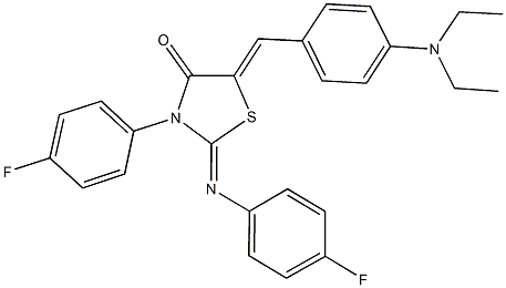 5-[4-(diethylamino)benzylidene]-3-(4-fluorophenyl)-2-[(4-fluorophenyl)imino]-1,3-thiazolidin-4-one Struktur