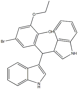 4-bromo-2-[di(1H-indol-3-yl)methyl]-6-ethoxyphenol Struktur