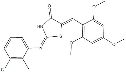 2-[(3-chloro-2-methylphenyl)imino]-5-(2,4,6-trimethoxybenzylidene)-1,3-thiazolidin-4-one Struktur