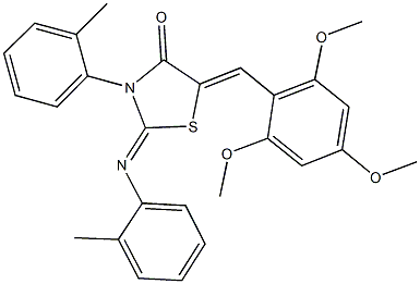 3-(2-methylphenyl)-2-[(2-methylphenyl)imino]-5-(2,4,6-trimethoxybenzylidene)-1,3-thiazolidin-4-one Struktur