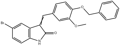 3-[4-(benzyloxy)-3-methoxybenzylidene]-5-bromo-1,3-dihydro-2H-indol-2-one Struktur