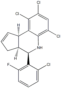 6,8,9-trichloro-4-(2-chloro-6-fluorophenyl)-3a,4,5,9b-tetrahydro-3H-cyclopenta[c]quinoline Struktur