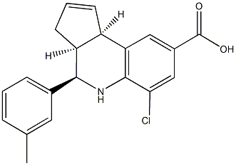 6-chloro-4-(3-methylphenyl)-3a,4,5,9b-tetrahydro-3H-cyclopenta[c]quinoline-8-carboxylic acid Struktur