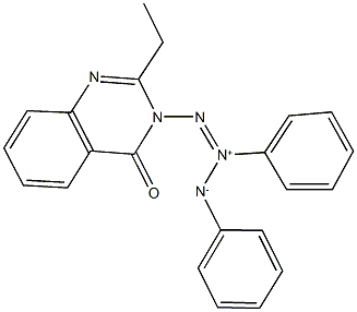 N-[2-(2-ethyl-4-oxo-3(4H)-quinazolinyl)-1-phenyldiazen-1-io]anilide Struktur